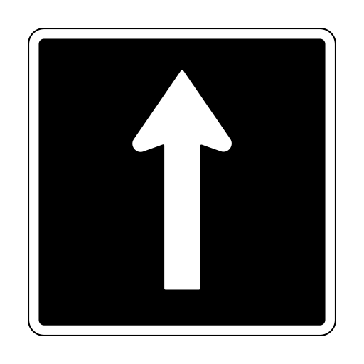 A black square sign containing a white upward arrow.