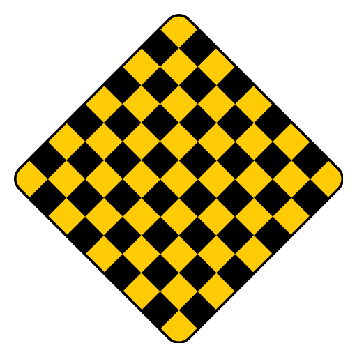 A diamond filled with alternating black and yellow squares and outlined in black.