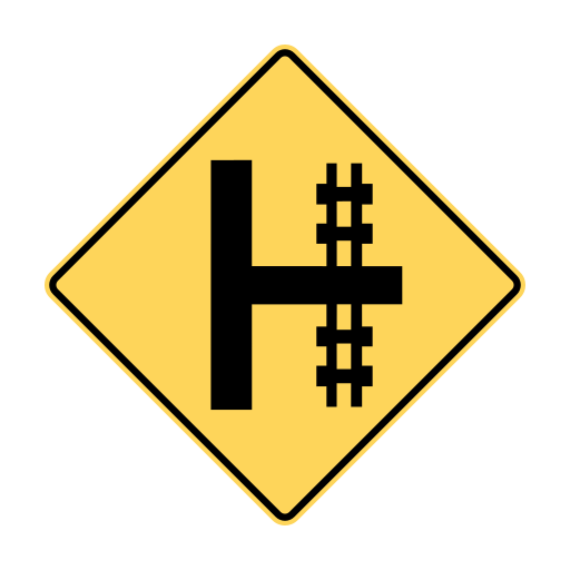 A yellow diamond shows a thick vertical black bar with a branch to the right. Two thinner vertical bars crossed by short horizontal bars overlap that branch.
