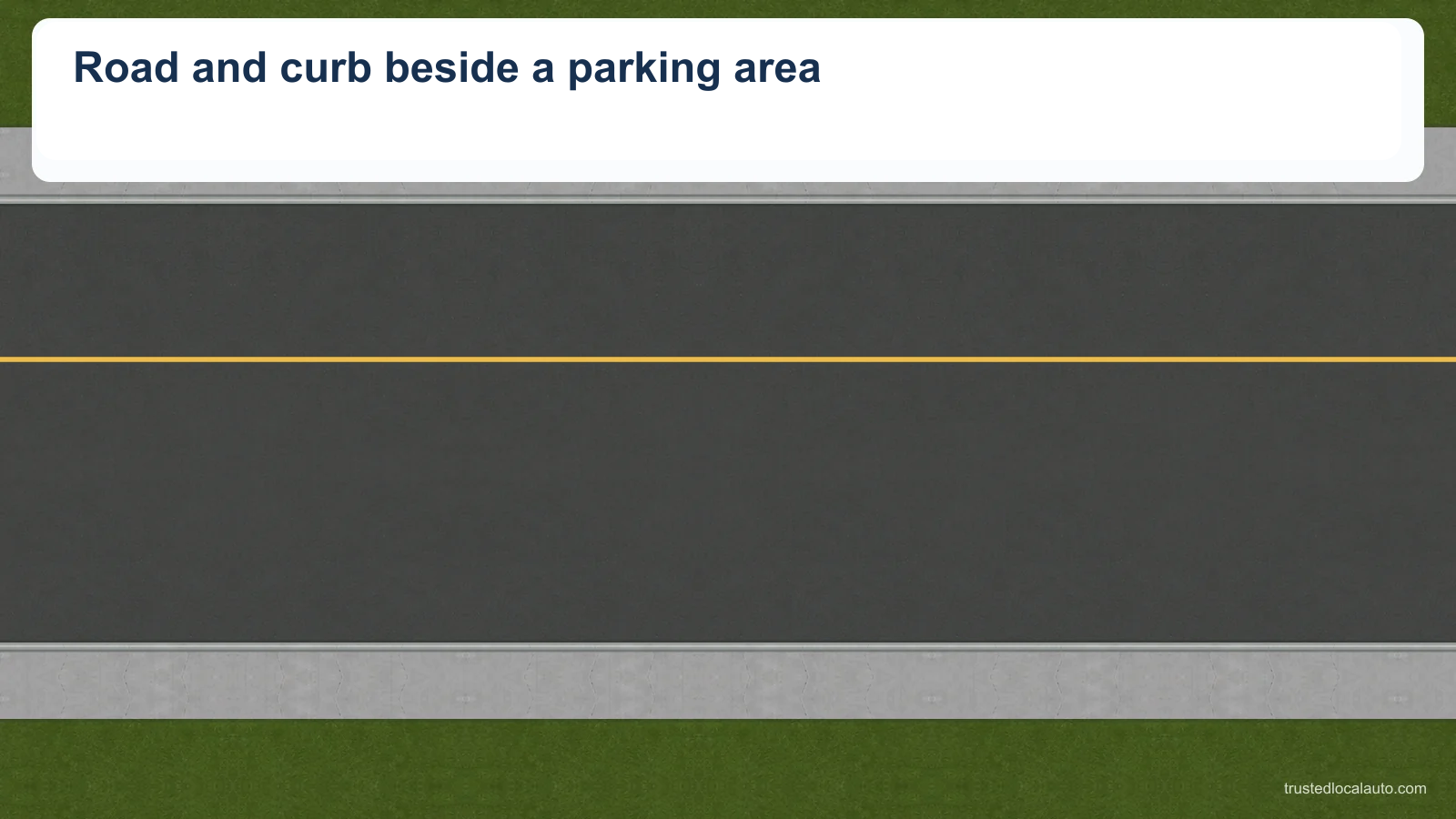 An empty road beside a right curb. No parked car, tyre location, gap bracket or numeric clearance appears.