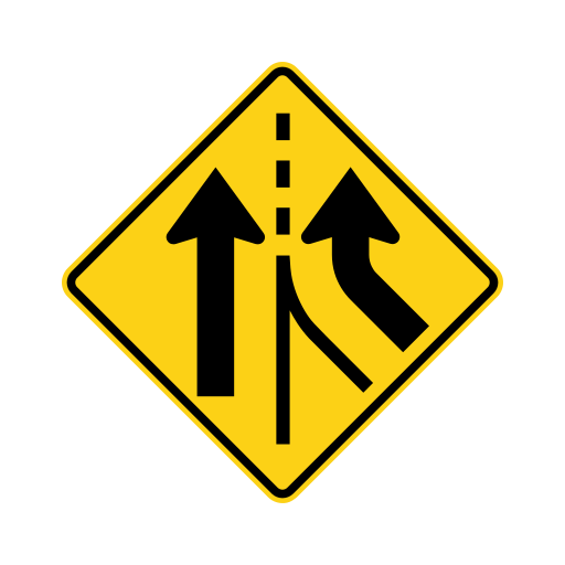 A yellow diamond shows two upward black arrows: the right arrow bends in from the lower right and remains beside the straight arrow.