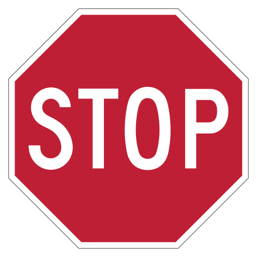 A red octagonal traffic sign with a white border and the word STOP.