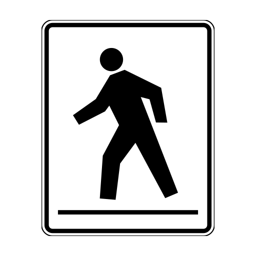 B.C. road sign PS-003-R displaying Pedestrian crossing.