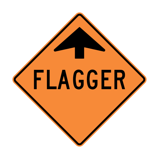 B.C. road sign C-001-2 displaying Traffic control flagger ahead.