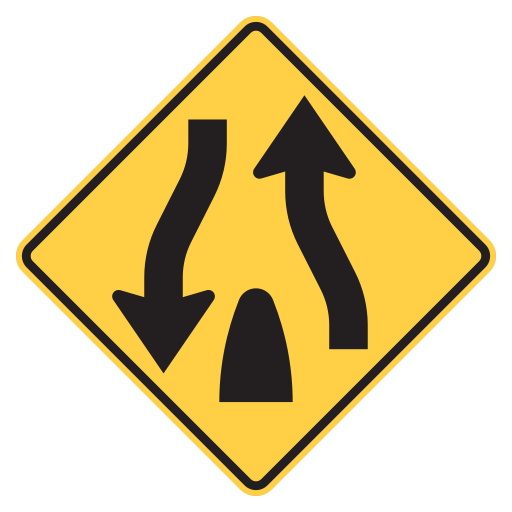 A yellow diamond has a down arrow on the left, an up arrow on the right, and a short black island between them at the bottom.