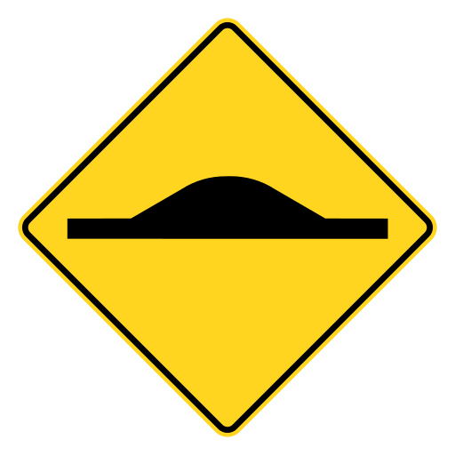 A yellow diamond with one black rounded rise above a horizontal baseline.
