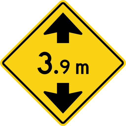 A yellow diamond shows 3.9 m between upward and downward black arrows.