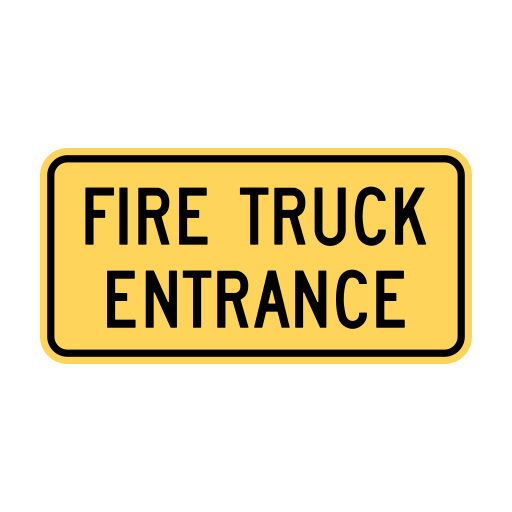 B.C. road sign W-318-TA displaying Fire truck entrance.