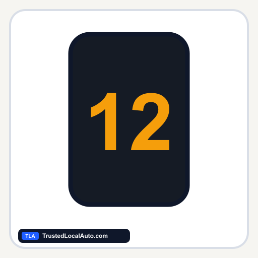 An amber pedestrian countdown display showing 12.