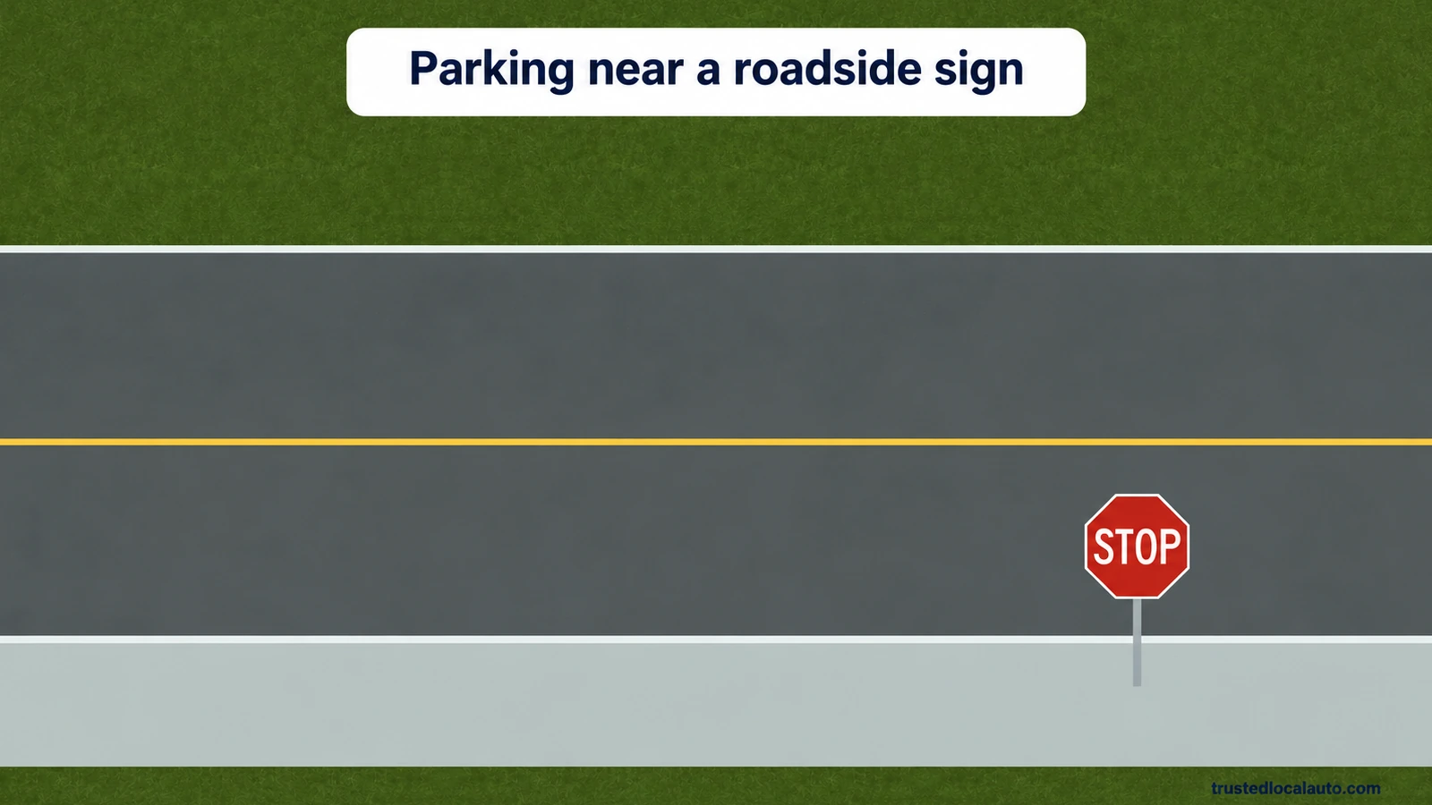 A STOP sign stands at the curb beside an empty approach; no parked vehicle or gap is selected.