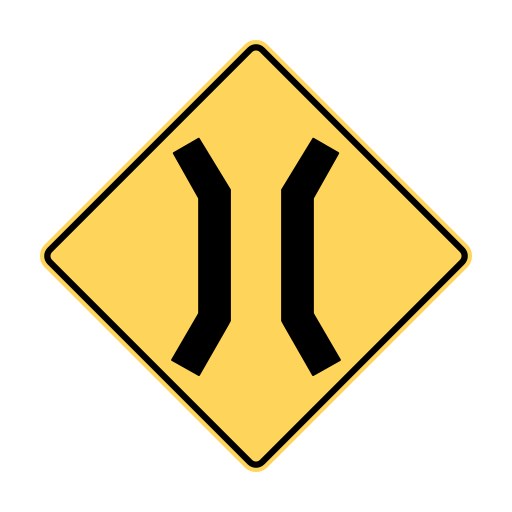 Yellow diamond with two black sides pinching inward near the middle.