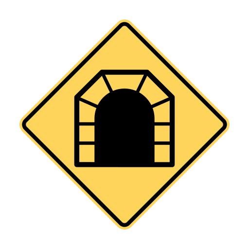 B.C. road sign W-030 displaying Tunnel.