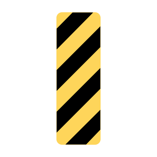 A vertical yellow rectangle with black diagonal stripes sloping down to the left.