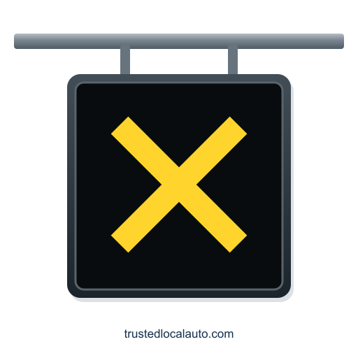 One yellow X is lit on a dark overhead lane-control panel. No vehicle, merge arrow or lane-selection card is shown.