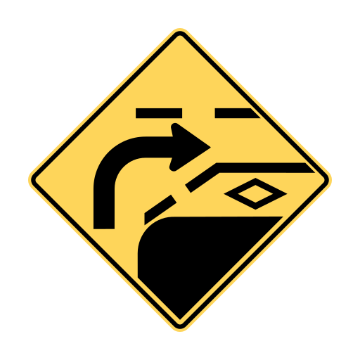 A yellow diamond shows a black right-bending arrow above a dashed line and an outlined diamond, with a solid black area below.